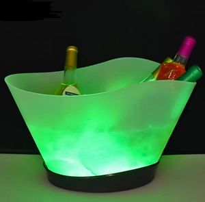 Kylare 12L LED -laddningsbara ishinkar 6 Färgstänger Nattklubbar Lyser upp Champagne Wine Bottle Holders Beer Whisky Cooler SN2935