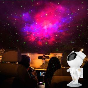Gece Işıkları Astronot Projektör Lambası Projeksiyon LED Işık Spaceman Table Yıldızlı Renk Bebek Yatak Odası Dekorasyonu için Değişen