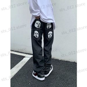 Men's Jeans European and American high street hip-hop loose all kinds of printing straight wide leg jeans Y2K retro Harajuku jeans unisex T231222