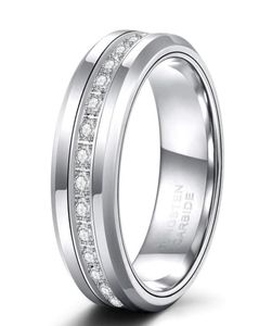 Wedding Rings 8mm Mens Tungsten Bands With Cubic Zirconia Trendy Eternity Ring Unisex Inlaid High Polish Size 7136419339