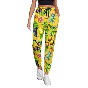 Calça feminina abacaxi mulheres folggias frupica impressão de frutas casuais calças de moletom de outono Autumn estético Big Sizer Troushers Ideia de presente