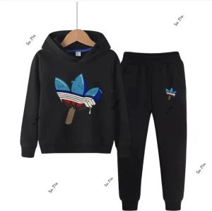 Çocuklar sonbahar kış bahar gündelik pamuk markası yüksek kaliteli eşofmanlar 3-14 yıl erkek kızlar hoodie+pantolon kıyafetler çocuk setleri