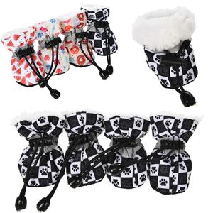 4pcs Set wasserdichte Winterhundschuhe Anti -Slip Regen Schneeschuhe Schuhe dick warm für kleine Katzen Welpen Hunde Socken Stiefel Stiefel 231221