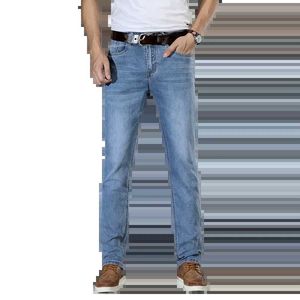 Мужские джинсы весенняя осенняя джинсы мужские джинсы 100%хлопковые Slim Fit Elastic Brand Brand Banse Blue Classic Style Джинсовые брюки мужского пола плюс 40 J231222