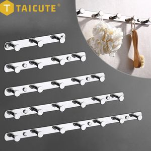 TAICUTE T Chrome Bathroom Robe Hooks Heavy Duty Towel Hanger Wall Mount Clothes Coat Holder Steel Rack Accessories for 231221