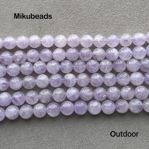 Großhandel natürliche 8 -mm -Lavendel -Amethyst Quarz glatt runde losen Perlen zum Herstellen von Schmuck -DIY -Halsketten -Armband oder Geschenk 231221