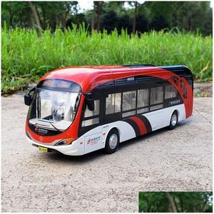 Diecast Model Cars Car Elektro Tourist Spielzeugverkehrsbus Alloy Simation Metal City mit Ton und hellem Kindergeschenk 220930 Drop liefern DHTZR