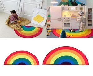 Carpets Half Round Antislip Carpet Rainbow Children Bedroom Rug Living Room Mat For Bedroom Room Door8464172