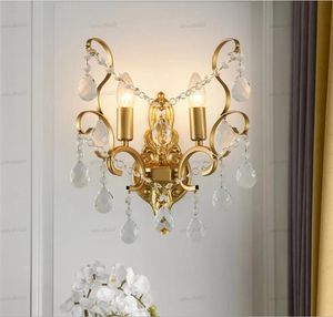 Lâmpadas Europeia Modern Crystal Wall Lamp Gold Sconce Wall Light para sala de estar Banheiro Casa Iluminação Interior Ao lado da decoração do quarto