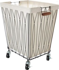 Borse per lavanderia carrello cesto rotolante con sacchetto di tela rimovibile bianco e nero grande