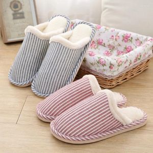 Slippers 2023 Autumn And Winter Home Indoor Cotton Couple Warm Stripe Factory Direct Sales Wholesale