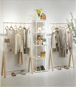 Clothing store display rack Commercial Furniture women cloth shop hanging Organization shoe bag racks landing against the wall clo1303044