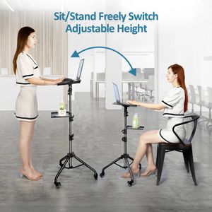 Portable Projector Floor Stand Adjustable Height Projector Tripod Stand with 2 Shelves Laptop Tripod on Wheels With Two Clip 231221