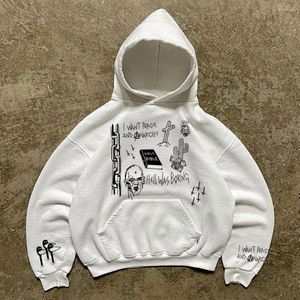 Erkek Hoodies Sweatshirts y2k Graffiti Pamuk Karışımı Hoodie 2023 Sonbahar Amerikan Hip Hop Sokağı Retro Çok Yönlü Unisex Sweatshirt