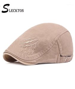 Sleckton 100% Cotton Newsboy Caps для мужчин модные вышивающие бретели Mens Bill Hats France Flat Cap Unisex Destory Visors13991285