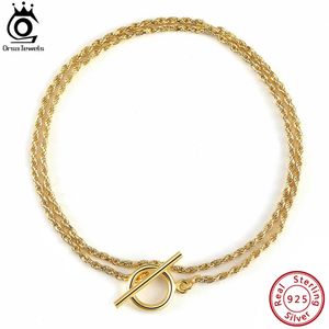 Charm Bracelets ORSA JEWELS Italian Handmade OT Toggle Clasp Bracelet 1.5mm Diamond-Cut Braided Chain 14K Gold Plating 925 Sterling Silver SB121 231222