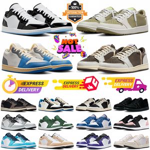 jumpman 1 low basketball shoes men women 1s lows Golf Olive Black Phantom Reverse Mocha Voodoo UNC Panda Lucky Green Bred Bordeaux mens trainers sports sneakers T7