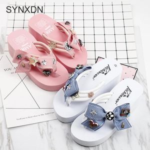 Flops Fashion New Beach Slides Sandals Women 2021 Wedges Butterflyknot Ladies Platform Platform Sandals Summer Flip Flops