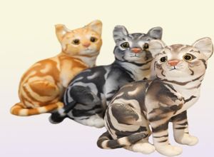 1836 cm Ins wie echte neigende Katzenhund -Plüsch -Puppen gefülltes Farben grau weiß gelb Kätzchen Spielzeug kleine Haustiere Animal Kids Geschenk 220419644744