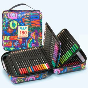 H B 72120180 Pcs Colored Pencil Set Color Oily Lead Painting Graffiti Filling Pen Handpainted Nylon Bag Pack Art Supply 231221