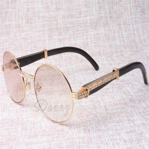 17 Novos óculos de sol redondos de diamante Óculos de chifre de gado 7550178 Horns pretos naturais Male Glasses Glasess Eyewear Tamanho 55-22-135220W