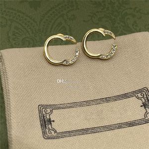 Half Diamond Double Listki Kolczyki Charm Women Rhinestone Pardrops Ladies Crystal Ear Hoops Dangler z Box180L