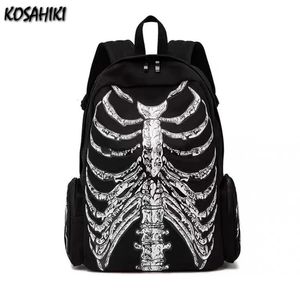 Mulheres y2k estético Gótico Backpacks Harajuku Punk Trendy Skull Bags Men Personalidade Moda Moda Vintage School School Japanese 231221