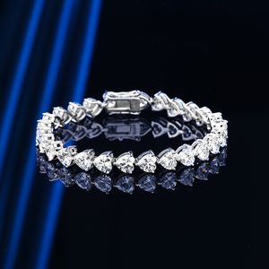 Rainha coração de 6 mm de moissanite diamante pulseira 100% real 925 esterlina prata pulantes de casamento para jóias de noivado de mulheres