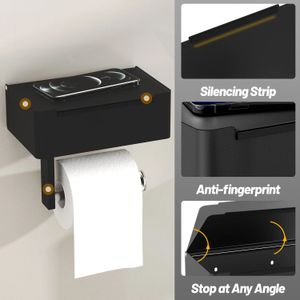 Toilet Paper Holder with Tissue Box Accessories Rack Perfect Tear Matte Black Modern Stainless Steel Wall Mount 231221