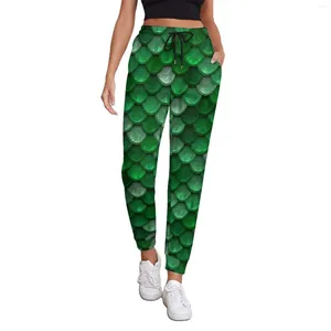 Calça feminina colorida Metallic Jogger Feminino Verde Escalas Imprima Pontas de moletom da moda Autumn Hippie Oversize Troushers Birthday Presente