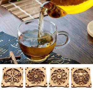 Table Mats Steampunk Kitchen Gadgets Home Decoration Wooden Cup Mat Lotus Flower Drink Coasters Tea Coffee Mug Placemat