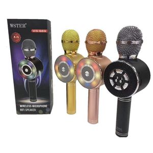 Mikrofone WS669 Wireless Bluetooth -Mikrofon -Karaoke -Lautsprecher Sprachwechsler für PC -Telefon LED -Disc Leuchte PK WS858 DROP SERVICE ELE DHNWE