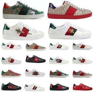 Designer Womens Men Fashion Platform Shoe Casual Shoes Bee Ace Sneakers Snake Tiger broderade White Green Stripes Walking Mens Women Sneakers Classic Trainers