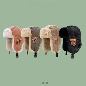 Hat de bombardeiro homens mulheres espessos russos russos ushanka pêlo moda moda feminino chapéu de inverno preto tapinha de ouvido cinza bap 231221