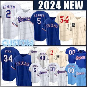 34 Nolan Ryan Baseball Marcus Semien Trikots Corey Seager Jon Gray Jacob DeGrom Max Scherzer Adolis Garcia Jonah Heim Josh Jung Evan Carter Montgomery Nathan Eovaldi