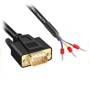 DB9 seriell kabel, svart hane och kvinnlig RS232-anslutningskabel, 485 tråd, 38 stift, 9-stift, com-port, 235 terminaltråd, 3-kärna