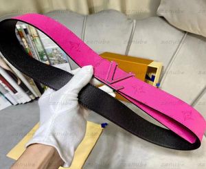 Designerbälten Luxury äkta läderblommor Midjeband Fashion Pink Steel Smooth Buckle Belt Cowskin Mäster Midjebandbredd 4cm FR9714645