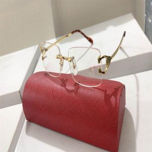 Moda Tutum Erkekler için Rimless Güneş Gözlüğü Büyük Boy Clear Lens Metal Çerçeve Vintage Buffalo Güneş Gözlükleri Kadın Gözlük 283n