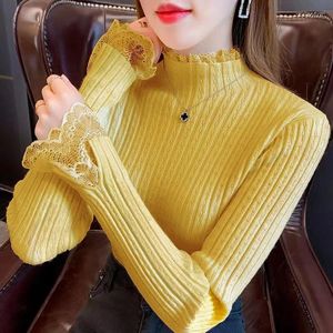 Camisolas femininas elegantes sweater de manga longa feminina Tops de outono de outono feminino feminino de cádeas de escritório Pull Femme 23553