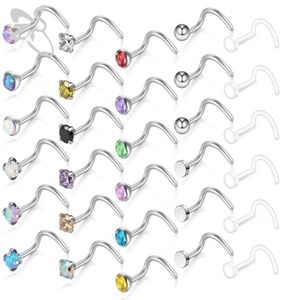 ZS Crystal Studs Women 30pcs Nos nosowy Pierścionki z nosem stali nierdzewnej indyjskie kobiece ciało piercingowe Akcesoria dla dziewcząt46456236751613