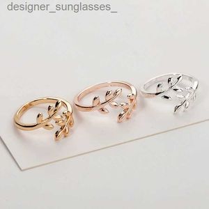 Band Rings Charms Two colors Olive Tree Branch Leaves Open Ring for Women Girl Wedding Rings Adjustable Knuckle Finger JewelryL231222