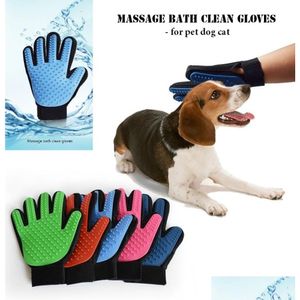 Hund Grooming Pet Cat Mas Bath Clean Gloves 3D Mesh TPR Brush 5 Färger med Retail Box5704767 Drop Delivery Home Garden Supplies Dhwys