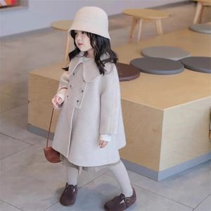 Autumn Toddler Baby Girl Girl Lã Jackets Crianças soltas Turn Down Collar for Girls Fall Outwear Infant Trench Coat 7 8 231221