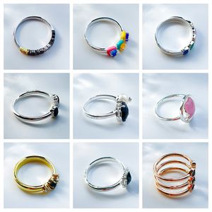 Kostenlose Lieferung Spanisch Bären Schmuck 2023 Neues silberne helle Farbring mit Emaille Edelstein Ring Rosa Quarzmuster Ring