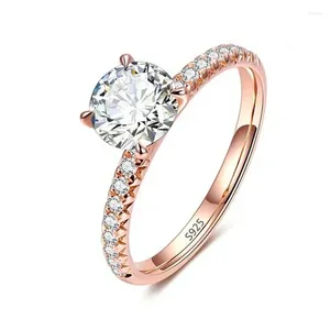 Cluster Rings With Credentials Exquisite Rose Gold Color Tibetan Silver Ring Fashion Zircon Crystal Wedding Engagement Band Jewelry For