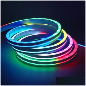 LED Şeritler WS2812B RGB Neon Strip Işık DC5V Açık su geçirmez esnek Dimmabable 5V USB Bant Rüya Renk 1/2/3/4/5m Damla Teslimat L OT89B