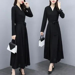 Casual Dresses Plus Size Women's Dress 2023 Spring and Autumn Ladies Fashion Long kjol midja blir litet damkontor