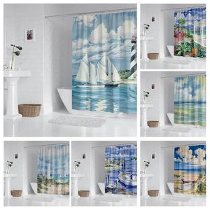 Shower Curtains House Hold Waterproof Fabric Household Curtain Accessories 240 200 Home Marine Style