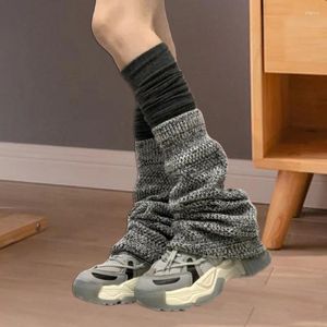 Women Socks Fashion Knit Retro Contrast Color Knee High Aesthetic Boot Cuffs For Streetwear Clothes Accessories