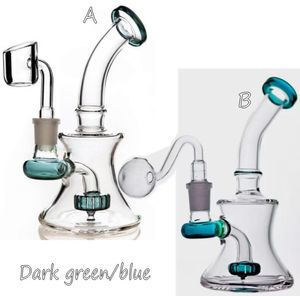Bong d'acqua in vetro verde e nero bong piegati a collo piegata con tubi dell'acqua di vetro con ciotola da 14 mm di altezza 6,3 pollici di altezza